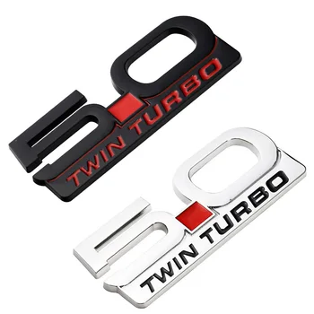 1 VNT 3D Metalo 5.0 TWIN TURBO Priekinis Dangtis Grotelės Logotipas Ženklelis Galiniai Kamieno Automobilių Lipdukai Lipdukai 
