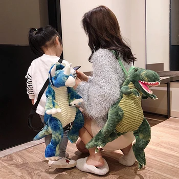 1pc 38cm animacinių filmų mielas dinozauras tyrannosaur triceratopsas pliušinis lėlės kuprinė kelionės apdaila pečių maišą įdaryti žaislas vaikams dovanų