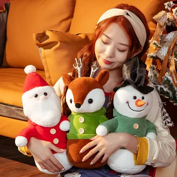1pc 40cm Kawaii Kalėdų Lėlės Puikus Briedžių Sniego Santa Plushie Žaislai Įdaryti Minkšta Pagalvėlė Kalėdų Dekoro Dovana Vaikams Mergaitėms