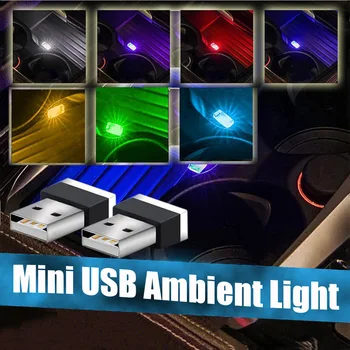 1PCS Lankstus Mini USB LED Šviesos Auto Interjero Atmosferą Šviesos Dekoratyvinės Lempos Avarinio Apšvietimo Spalvinga Lengvųjų Automobilių Priedų