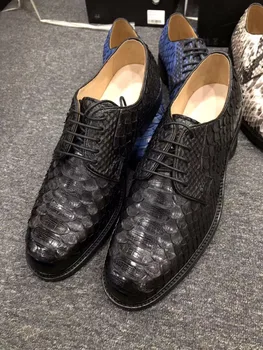 2018 100% Originali nekilnojamojo originali python oda vyrų batų prabangos kokybės nėrinių juodos spalvos gyvatės odos oda vyrų batų verslo