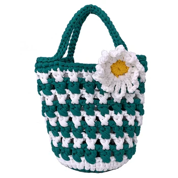 2021 moterų rankinės mados tuščiaviduriai storio virvės austi gėlių sukomponuotas pečių maišą mielas vasaros paplūdimio krepšys, mažas