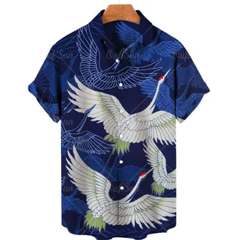 2022 Beach Top Havajų Marškinėliai Vyrams 3D Spausdinimo Trumpas Rankovės Marškinėliai Vyrams Mados Atsitiktinis Marškinėliai Atvartas Vieną Mygtuką, T-Shirt