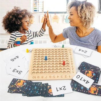 2022 Droshipping Mediniai Montessori stalo Žaidimai Vaikams Mokytis Švietimo Žaislai, Matematikos Skaičiavimo Šimtai Valdybos Mąstymo Žaislas