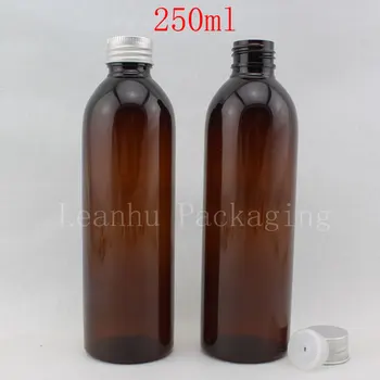 250ML Rudos Apvalios Plastikinio Butelio Aliuminio Dangtelis , 250CC Tuščias Kosmetikos Konteinerių , Dušo Želė / Šampūnas Sub-išpilstymo