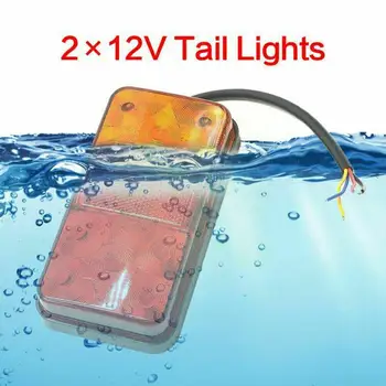 2vnt Vandeniui 12 Automobilį LED Uodegos Šviesos Priekiniai Žibintai Pora Valtis Priekaba 12V Galiniai Dalys Priekabos Sunkvežimių Automobilio Apšvietimo Vandeniui H5A1