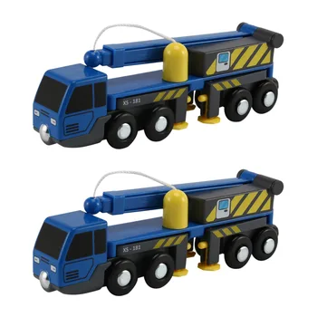 2X Traukinio Žaislų Rinkinys, Priedai Mini Krano Sunkvežimių Žaislas Vheicles Vaikams Žaislas Suderinama su Medinių Bėgių Geležinkelio