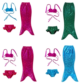 3Pcs Flipper Mergaitėms Vaivorykštė Undinėlės Uodega, maudymosi Kostiumėliai, Maudymosi Kostiumas, Cosplay Kostiumų Bikini maudymosi kostiumėlį, Maudymosi Kostiumai Plaukikas Drabužiai