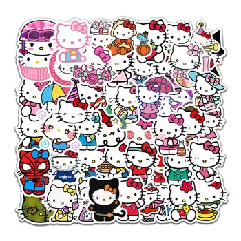 50 Hello Kitty Lipdukų Mergina Kawaii Animacinių Filmų Kt Katė Vertus Sąskaitą Vandens Puodelį Bagažo Telefono Dėklas Automobilių Vandeniui Maži Lipdukai