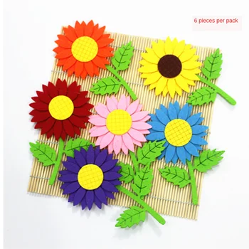 6pcs spalvų rankų darbo neaustinių Sun Flower Veltinio Padas Amatų Darželio Aplinkos Išdėstymas Klasėje Dekoravimas Sienų Lipdukai 