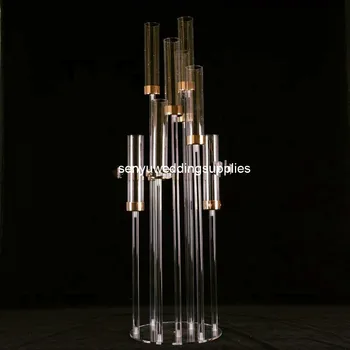 8pcs )Naują stilių akrilo kristalų žvakių laikiklis kristalų 8 ginklų akrilo šviestuvai, vestuvių stalo centerpieces apdailos 1438