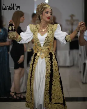 Albanijos Tradicinės Trijų Dalių, Vakarines Sukneles Moterims 2022 Nėrinių Aplikacijos Apranga Prom Chalatai Vestuvės Dress