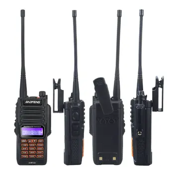Atsparus vandeniui Walkie Talkie UHF VHF Dual Band 8W 128CH kumpis FM Radijo ausinės