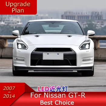 Automobilių Žibintai Nissan GTR 2007-2014 GT-R LED Auto priešakinių Šviesų Atnaujinti Bicofal Objektyvas Dinamiškas posūkio Žibintas