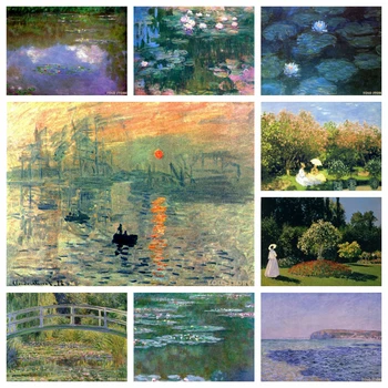 Claude Monet Diamond Tapybos Waterlilies Įspūdis, Saulėtekis 