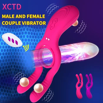 Dviguba Vibracija, Gaidys Žiedas Užraktas Spermos Masturbator Varpos Erekcijos Varpa Didintuvas CoupleVibrator Vyrų Atidėti Ejakuliacija Suaugusiųjų Sekso Žaislai