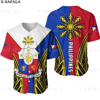 Filipinai herbas Meilės Šalies Vėliava, 3D Atspausdintas Beisbolo Džersis Marškinėliai vyriški Viršūnes Tee Negabaritinių Streetwear-2