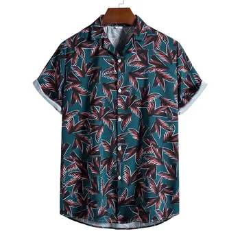 Funky Lapų Spausdinimo Havajų Paplūdimys Marškinėliai Vyrams 2022 M. Vasarą Trumpomis Rankovėmis Priežastinis Mygtuką Žemyn Marškiniai Vyrams Atostogų Šalis Atostogų Drabužiai