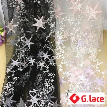 GLace 3Y/Daug Žvaigždučių modelis Siuvinėtų nėrinių audinio tinklelio audinio DIYdress vaikų drabužių šydas, rankų darbo audiniu accessoriesTX118