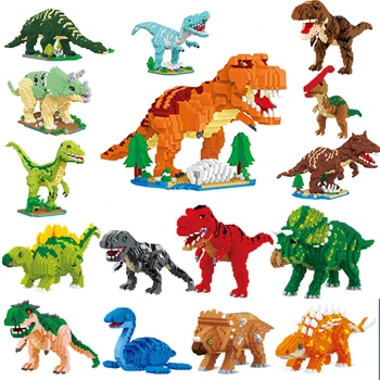 Juros 3 blokai pasaulyje dinozaurų lėlės statyba blokai, surenkamos vaikų žaislas tyrannosaurus Raptor Triceratopsas žirafa