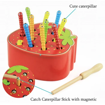 Kūdikių Žaislai, Mediniai 3D Puzzle Ankstyvojo Švietimo Žaislai Montessori Magnetinio Braškių 