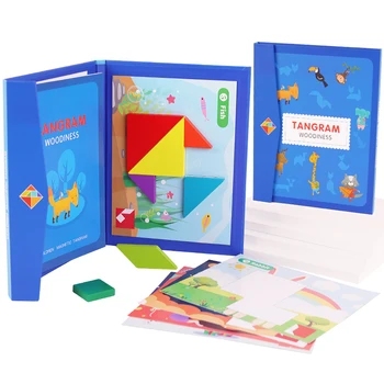 Magnetinė 3D Dėlionė, Dėlionės Vaikams Tangram Žaidimas Žaislai Montessori Ugdymo Piešimo Lenta Vaikams Nešiojami Mediniai Žaislai, Dėlionės
