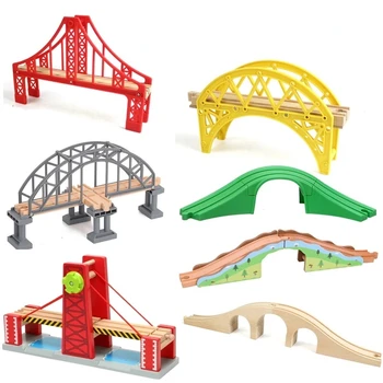 Mediena, Mediniai Geležinkelio Traukinio bėgiai Priedai Mediniai Lenktynių Trasoje Tiltas tinka Visų Markių Medienos Takelius Švietimo Žaislai Berniukams