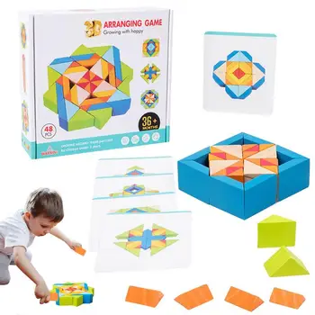 Mediniai Modelio Blokai Mokymo Geometrinių Figūrų Vaikams 48 Vnt Blokuoti Galvosūkiai Bamblys Švietimo 3D Raidos Žaislų