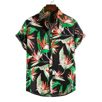 Mens Naujas Vasaros Havajų Marškinėliai Paplūdimys Trumpas Rankovės Gėlės Marškinėliai Žmogui Gėlių Spausdinti camisa hawaiana hombre