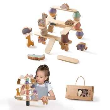Montessori Žaislai Subalansuotas Sukrauti Mediniai Blokai Gyvūnų Animacinių filmų Žaislai, Vaikų Ugdymo Pažinimo Žaislai Vaikams