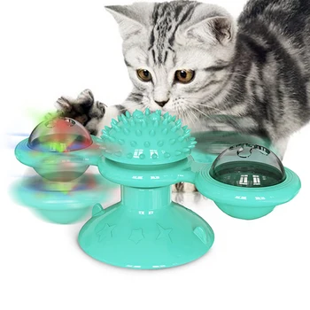Naminių gyvūnų prekių besisukantis vėjo malūnas katė žaislas ratas, juokingi kačių žaislas braižymo plaukų trina prietaiso kačių šepetys žaisti katė