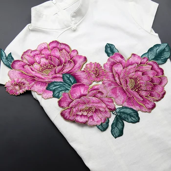 Naujas aukštos kokybės 3colors patchs 44*25cm siuvinėjimo pleistras, didelis vnt parches Bijūnas gėlių dizainas siuvimo lopai drabužiai