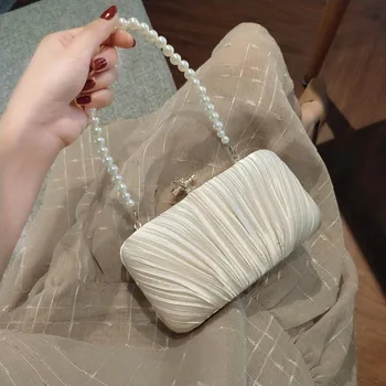 Pečių maišą Lady 2022 naujas paprastas vakarinę suknelę grandinės maišelį vakarienė maišelį moterų plisuotos maišelį cheongsam sankabos krepšys vieną petį kreivai