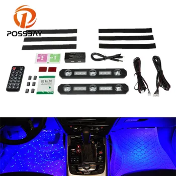 POSSBAY Automobilio USB LED Automobilių Atmosfera Aplinkos Star Light DJ RGB Spalvinga Muzikos Garso Kontrolės Lemputė, Interjero Dekoratyvinės Šviesos