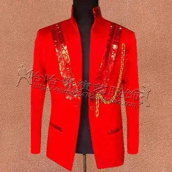 Raudona Vyrų Blizgančiais Kostiumais Dizaino Masculino Homme Terno Etape Kostiumai Dainininkai Striukė Vyrams Švarkas Šokių Žvaigždė Stiliaus Suknelė Punk