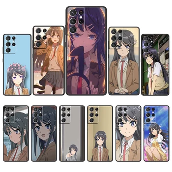 Sakurajima Mai Anime Samsung Galaxy S22 PRO S20 S21 FE Ultra S10e S8 S9 S7 S6 Plus Krašto 5G Juodas Telefonas Padengti