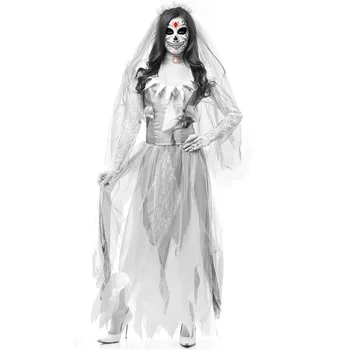 Sexy Moteris Lavonas Nuotaka Baisu Cosplay Moterų Helovinas Skeletas, Zombie Siaubo Nuotaka Kostiumai Maskuotis Vaidmuo Šalies Suknelės