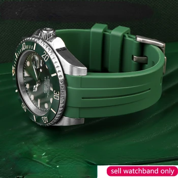 Silikono Lanko Žiūrėti Diržu, Rolex Žalia Juodosios Vandens Dvasios, Oro Overlord Žiūrėti Juosta GMT Vyrų Watchband Priedai 20mm
