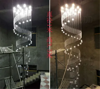 spiralės ilgai chandelierrotating Paprasta lubų apšvietimo lempos laiptai šviesos dvigubą kambarį lempos šiuolaikinės kristalų lempos SJ130