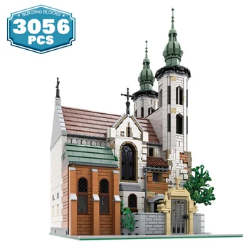 SS Viduramžių Pilį, Miesto Architektūra Andrews Bažnyčios Pastato Blokas Street View Namas Plytų Žaislai Vaikams Gimtadienio Dovanos