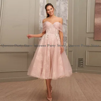 Trumpas Nėrinių Kokteilių Suknelė Nuo Peties Brangioji Klostyti Aplikacijos Linijos Šalis Suknelės Arbata Ilgis Trumpas Vakare Gown