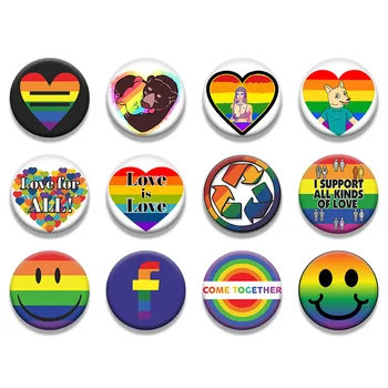 Vaivorykštė Ženklelis Atvartas Širdies LGBT Konstrukcijos Metalo Mielas Smeigtukai Nonbinary Genderfluid Gėjų Sagė Meilės ir Taikos Papuošalai Biseksualų Pansexua