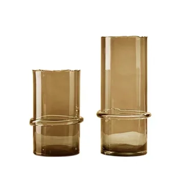 Šiuolaikinės paprastas stiklo vaza apdailos šviesos prabanga skaidri vaza apdaila, tiesus vamzdis gėlių ant valgomojo stalo