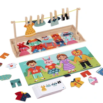 Žaislai Vaikams, Medinė Dėlionė Valdybos Drabužių Persirengimo Žaidimas MontessoriParent Vaikų Bendravimą Darbalaukio Anksti Švietimo Žaislai